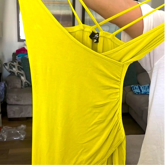 Lulu’s Yellow Long Front Slit Dress - Picture 5 of 6